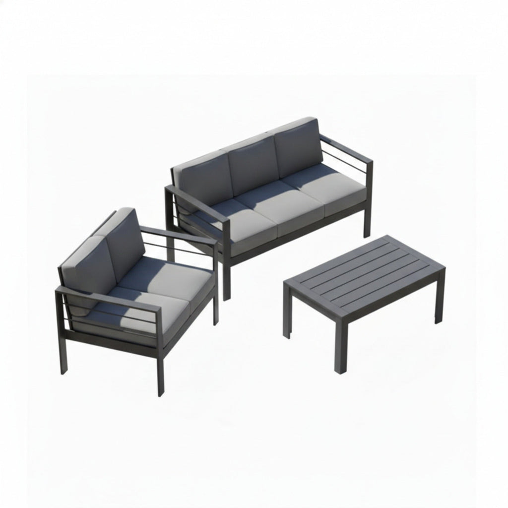 3-Piece Modern Aluminum Patio Conversation Set