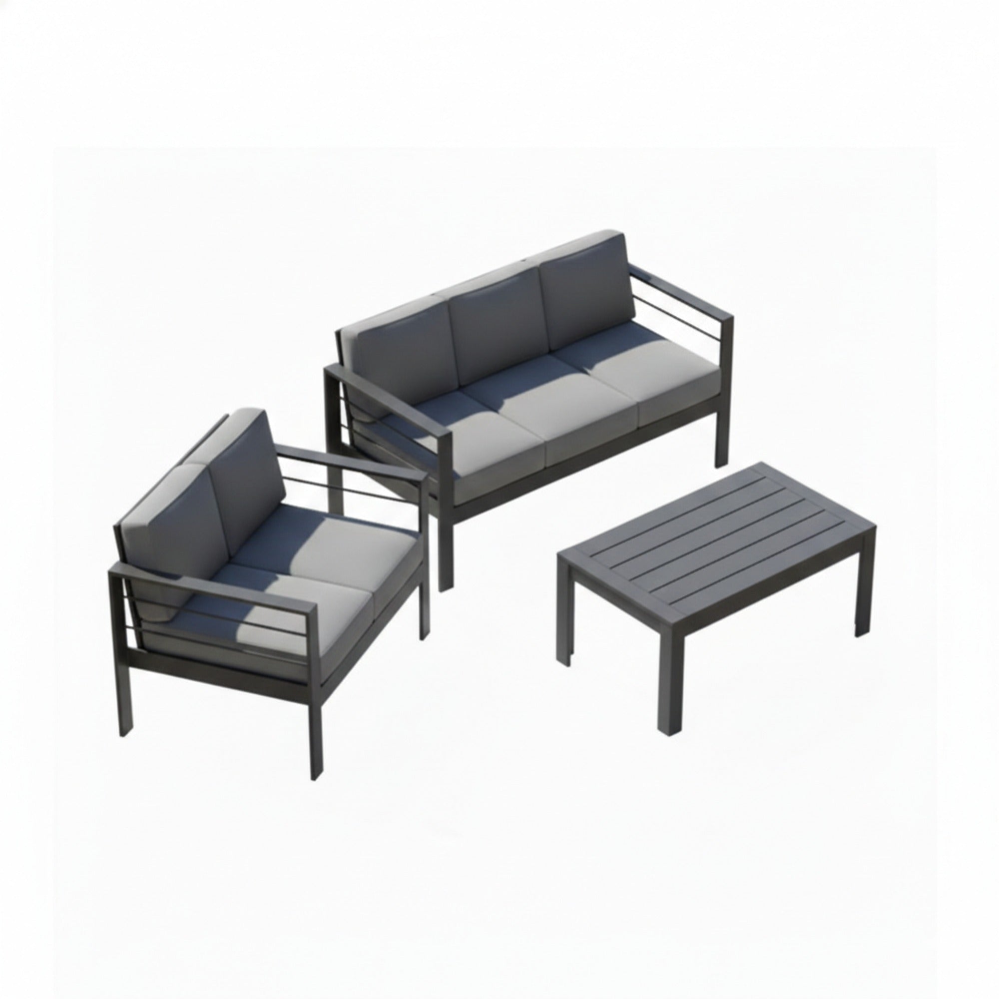 3-Piece Modern Aluminum Patio Conversation Set