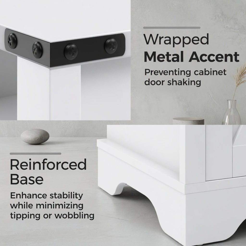 16" White Farmhouse Nightstand with Charging Station
