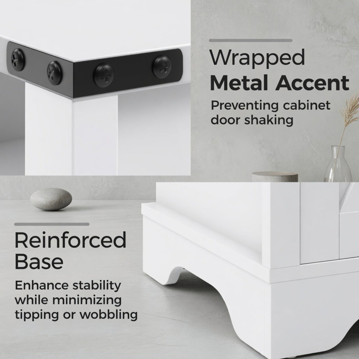 16" White Farmhouse Nightstand with Charging Station