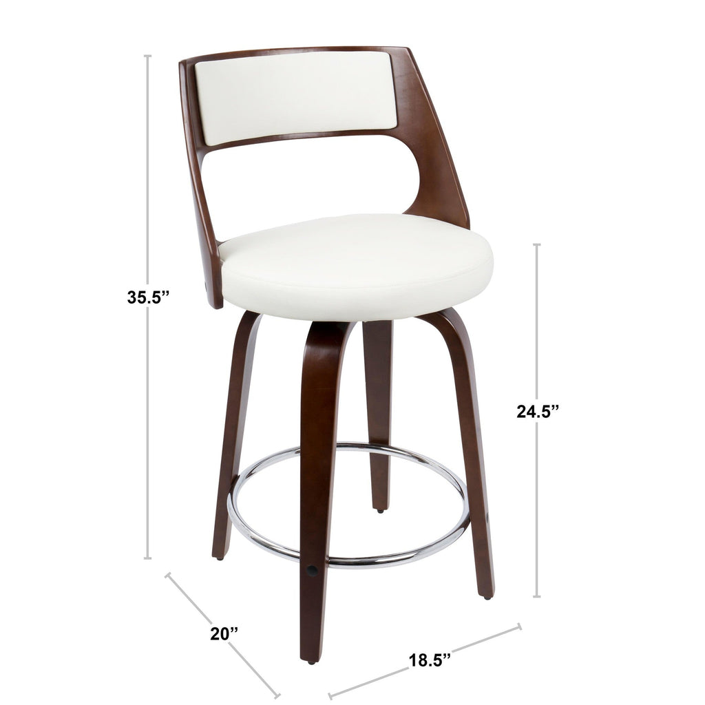Mid-Century Modern Counter Stool with Swivel in Cherry