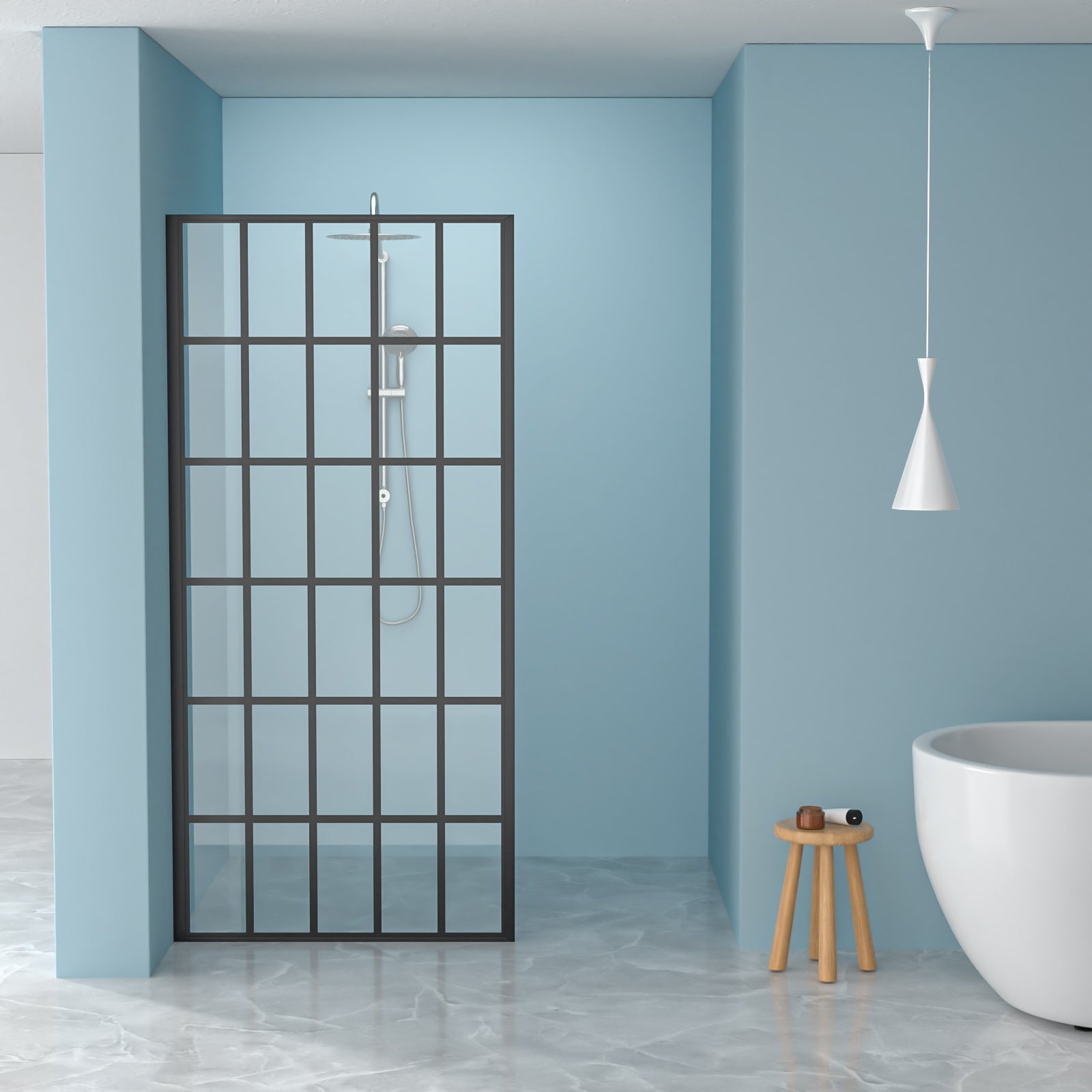 38" W x 72" H Frameless Fixed Shower Door