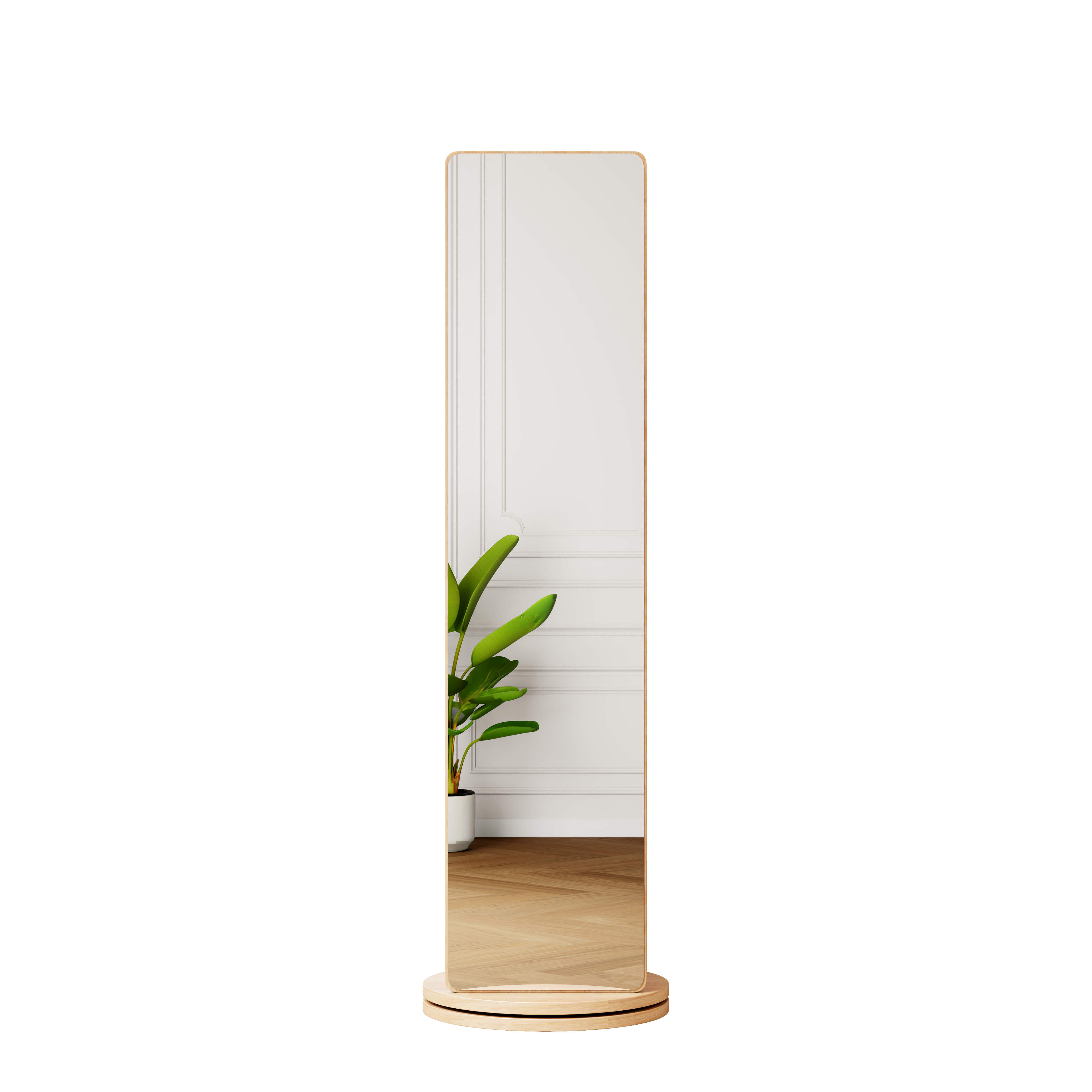 360° Rotating Multifunctional Full Length Mirror with Hook Storage Rack