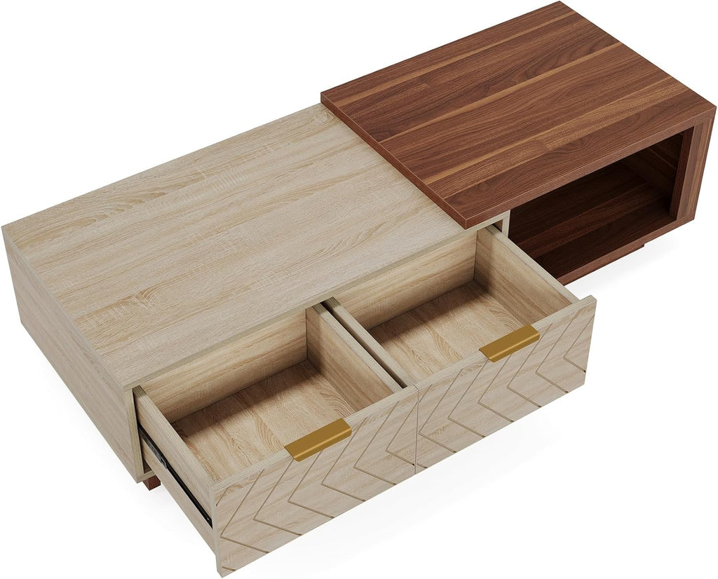 42.13" Extendable Coffee Table with Storage Drawers