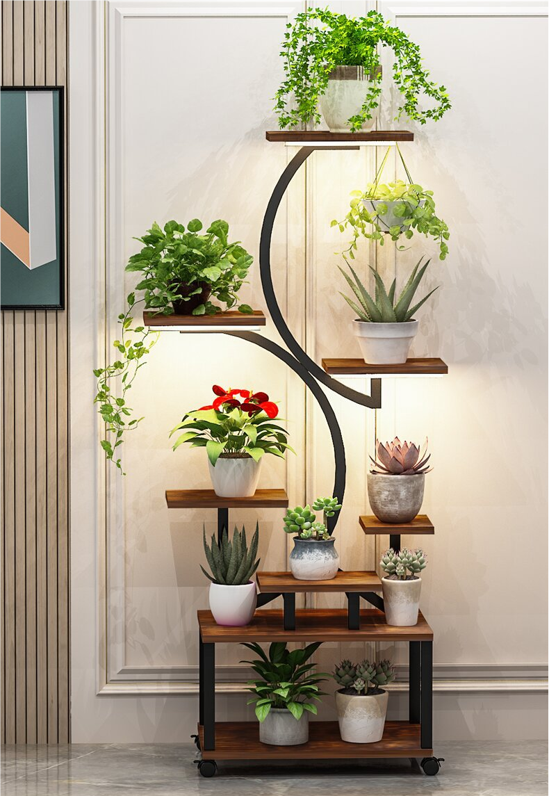 8 Tiered Indoor Plant Stand with Grow Lights