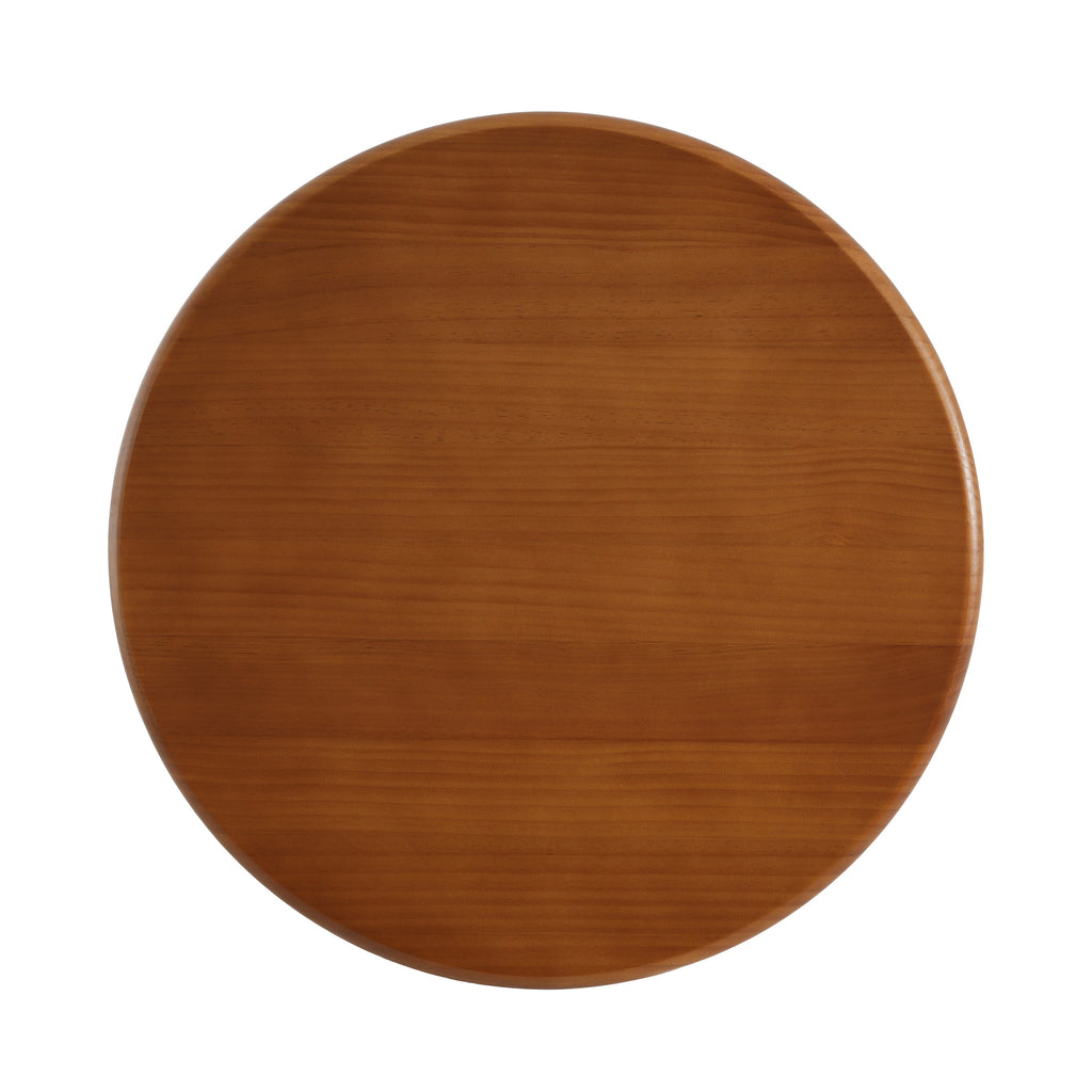 Walnut Finish Pine Wood Round Side Table with Unique Fan-Shaped Legs