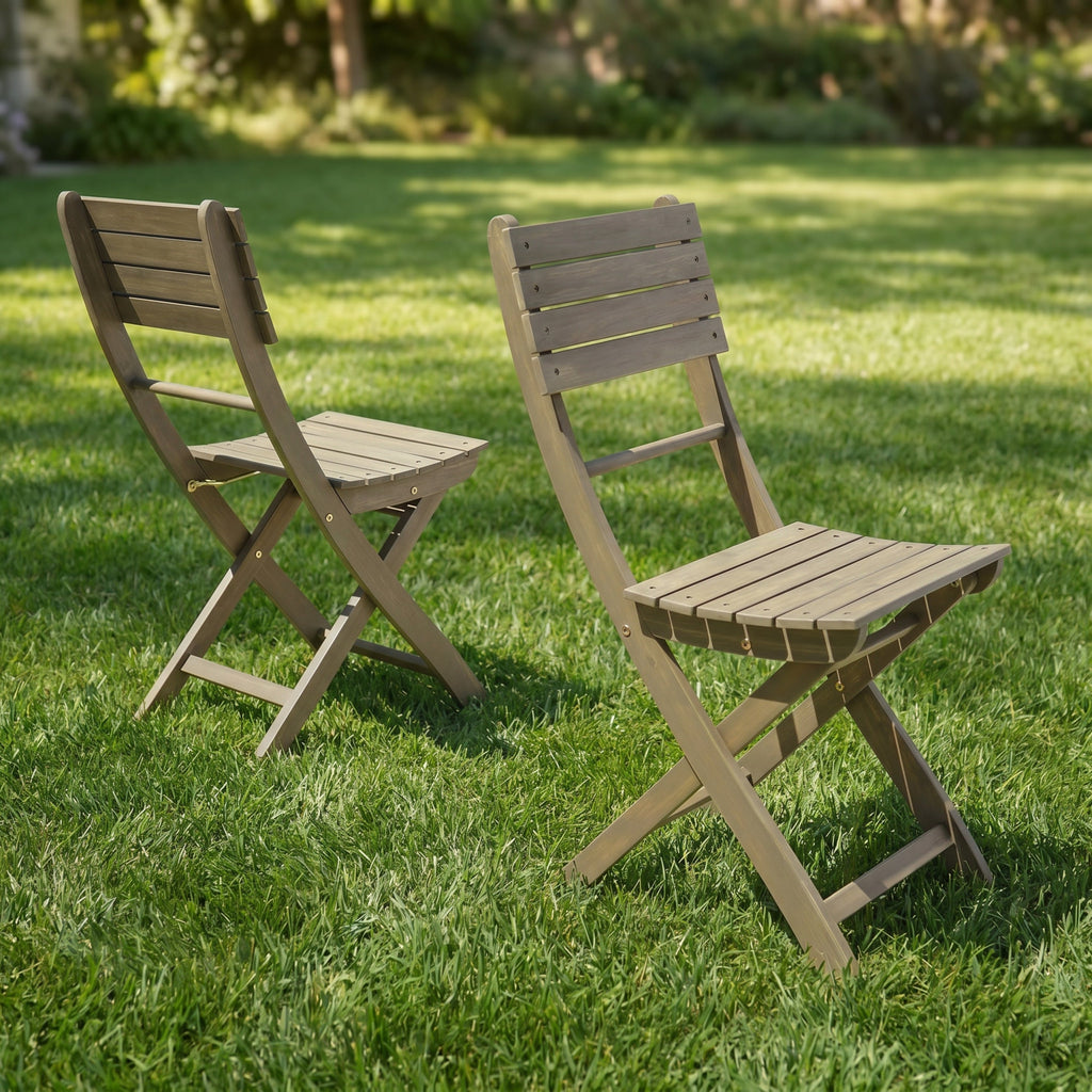 Outdoor Acacia Wood Folding Dining Chair (Set of 2)
