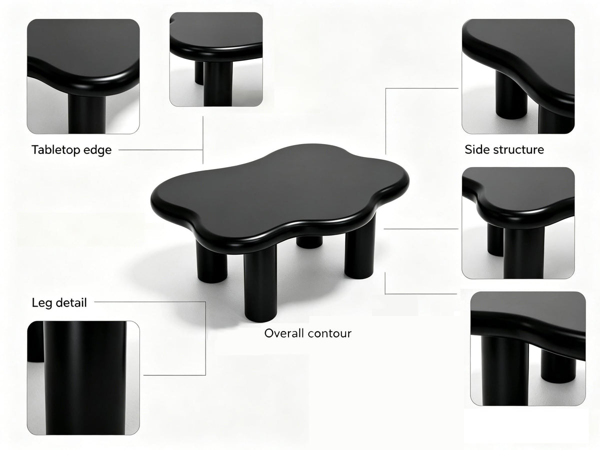 40'' Wood Cloud Coffee Table with 4 Round Legs