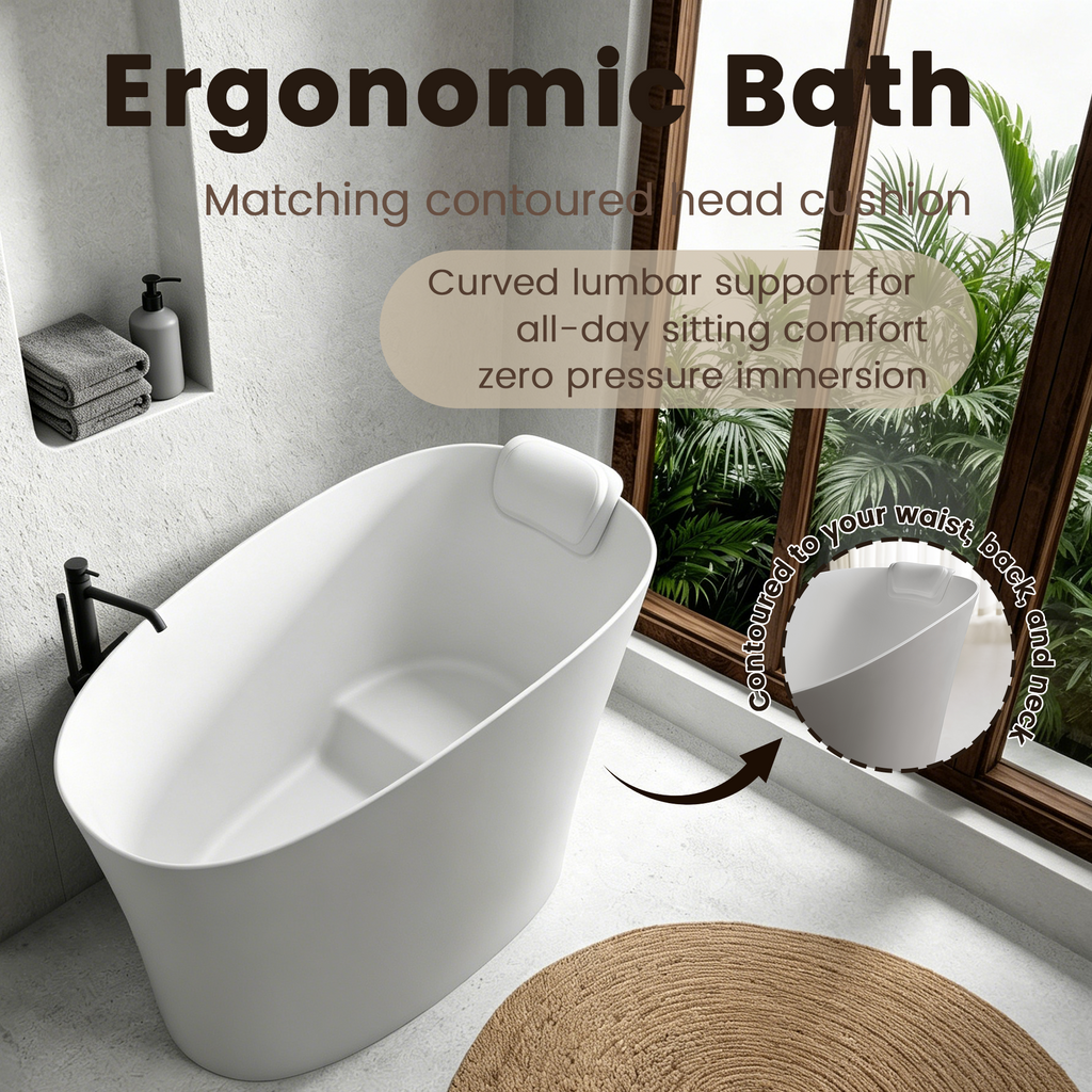 51" Solid Surface Oval Freestanding Glossy Bathtub