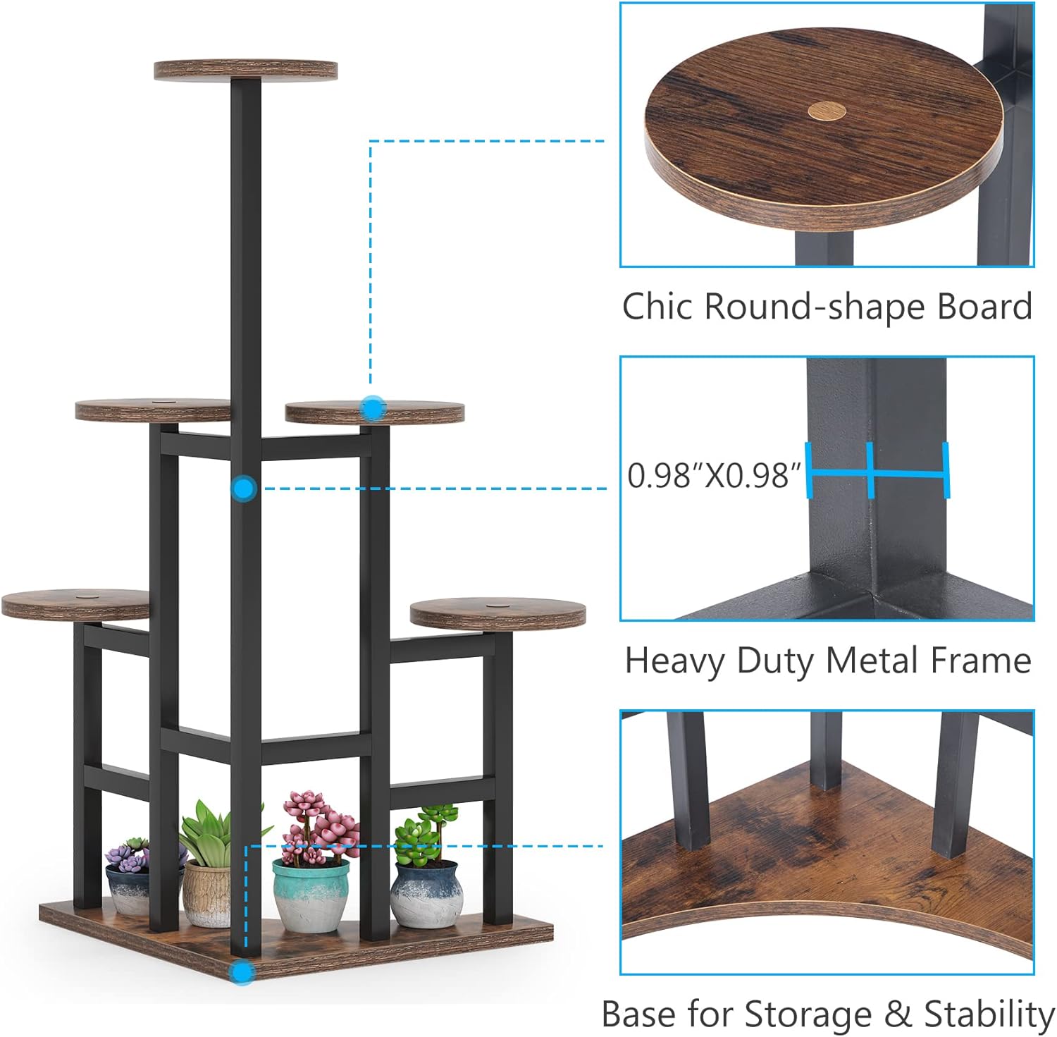 43.70" Height 6-Tier Rustic Plant Shelf