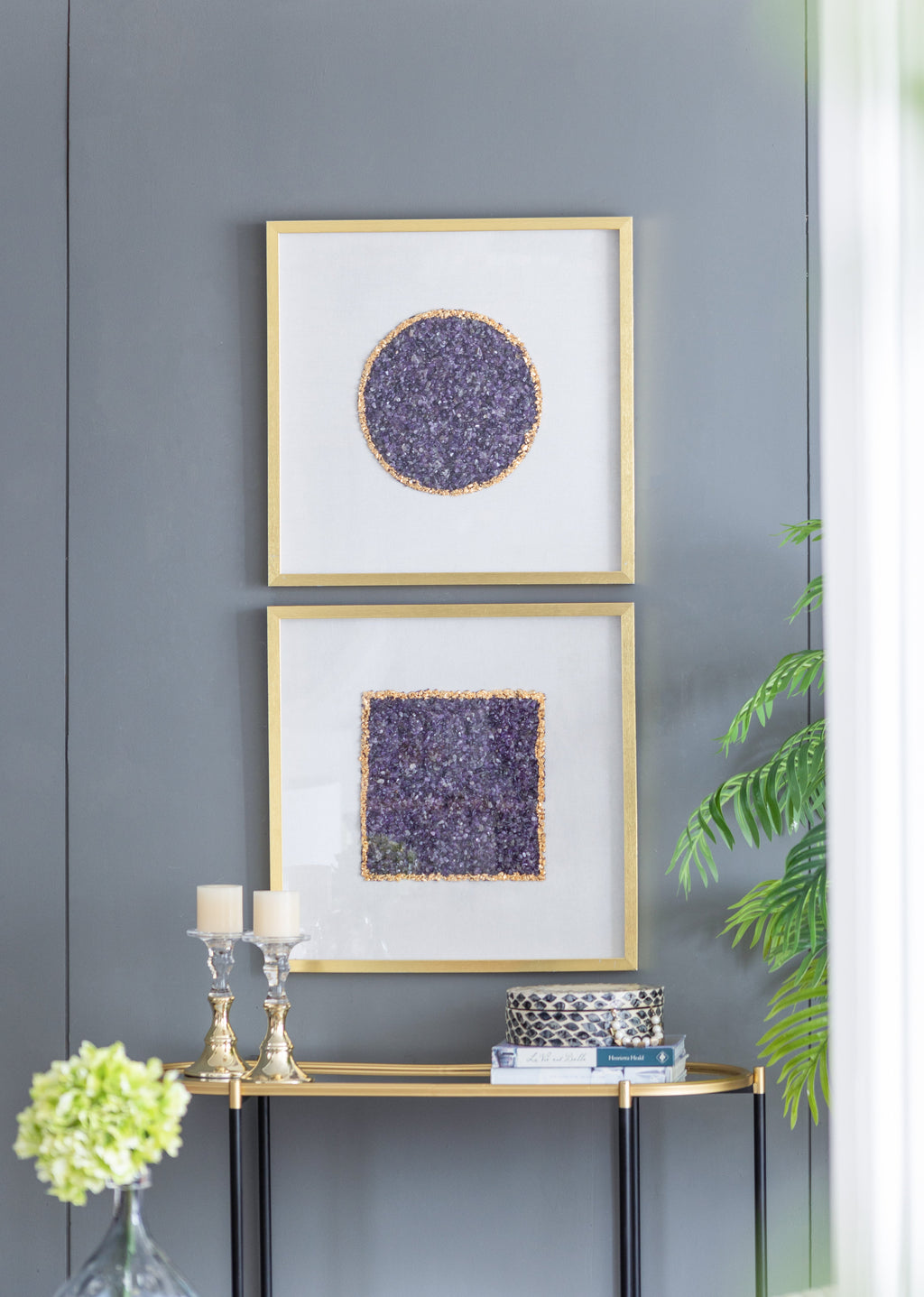 Set of 2 Lillian Purple Crystal Shadow Boxes