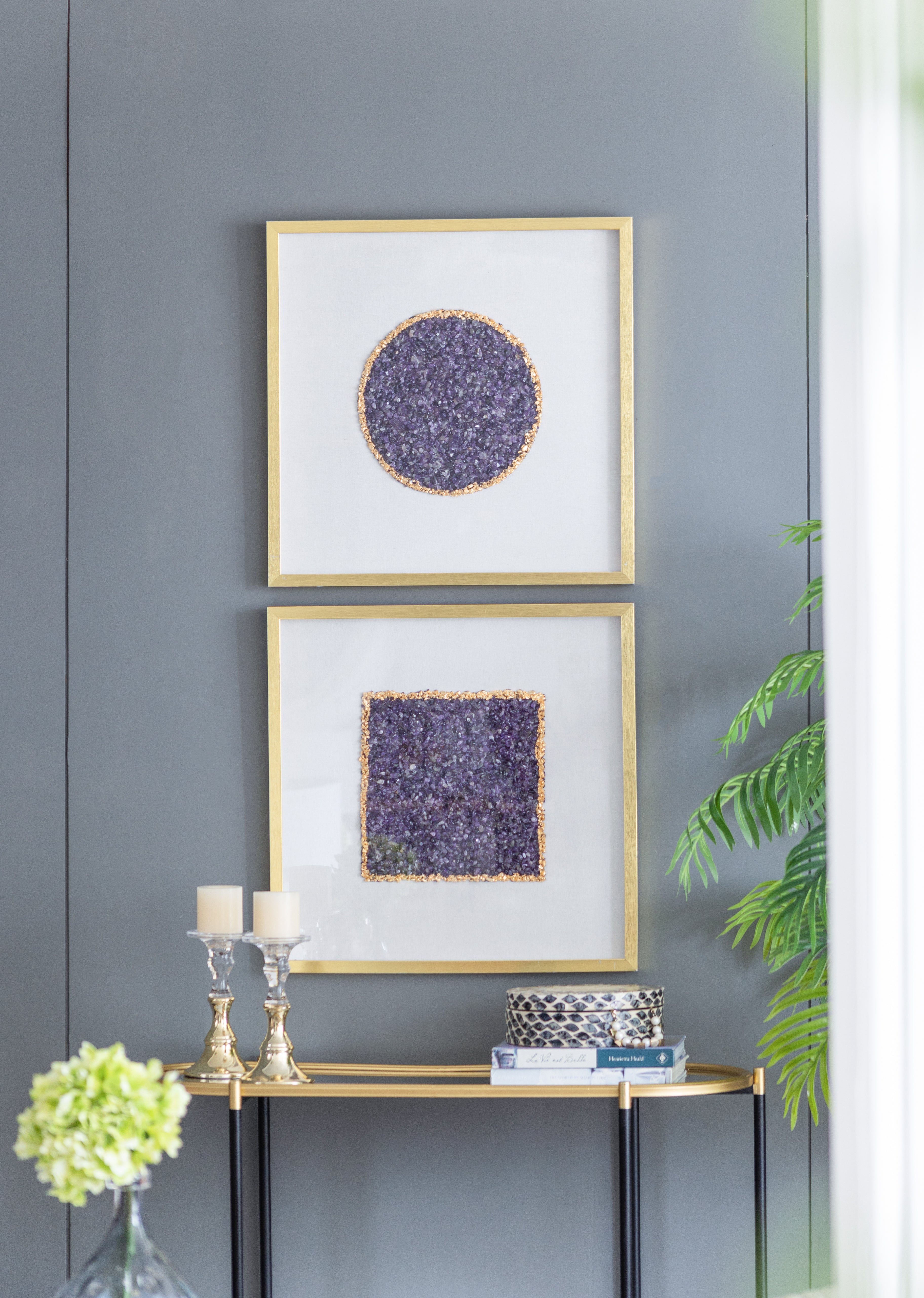Set of 2 Lillian Purple Crystal Shadow Boxes