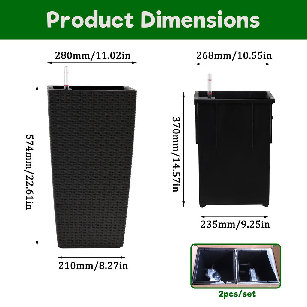 Pack of 2 Square Planters for Garden