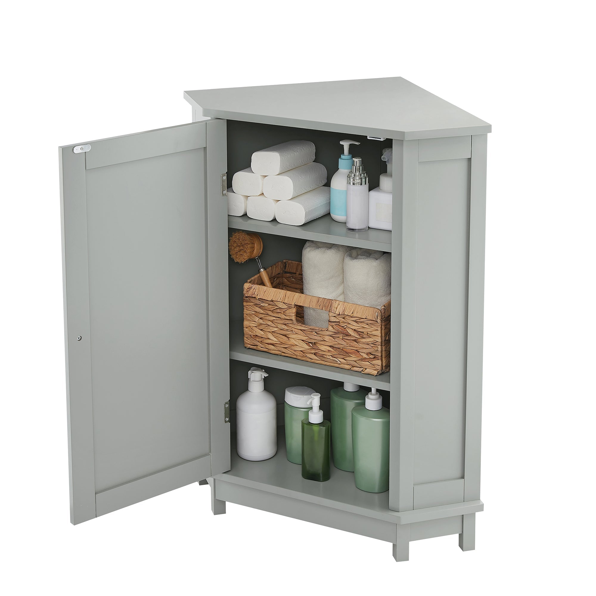 Grey Triangle Corner Bathroom Cabinet