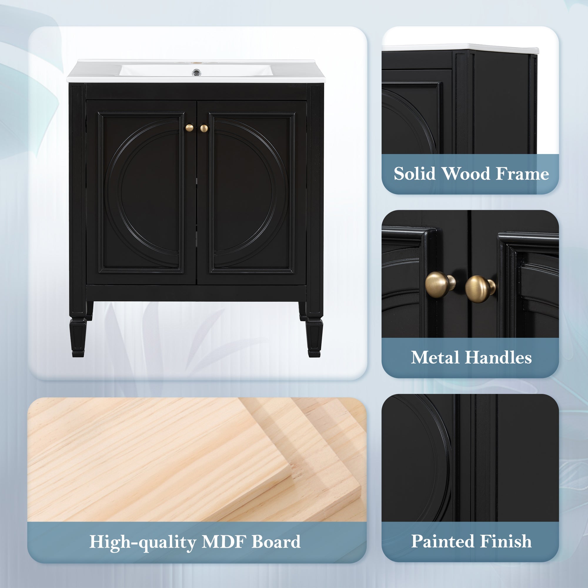 30" Bathroom Vanity with Sink and Two Doors