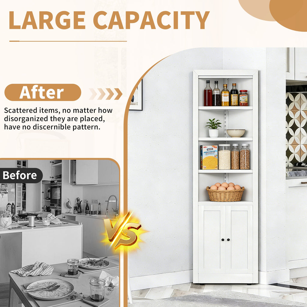 71" Tall Corner Storage Cabinet