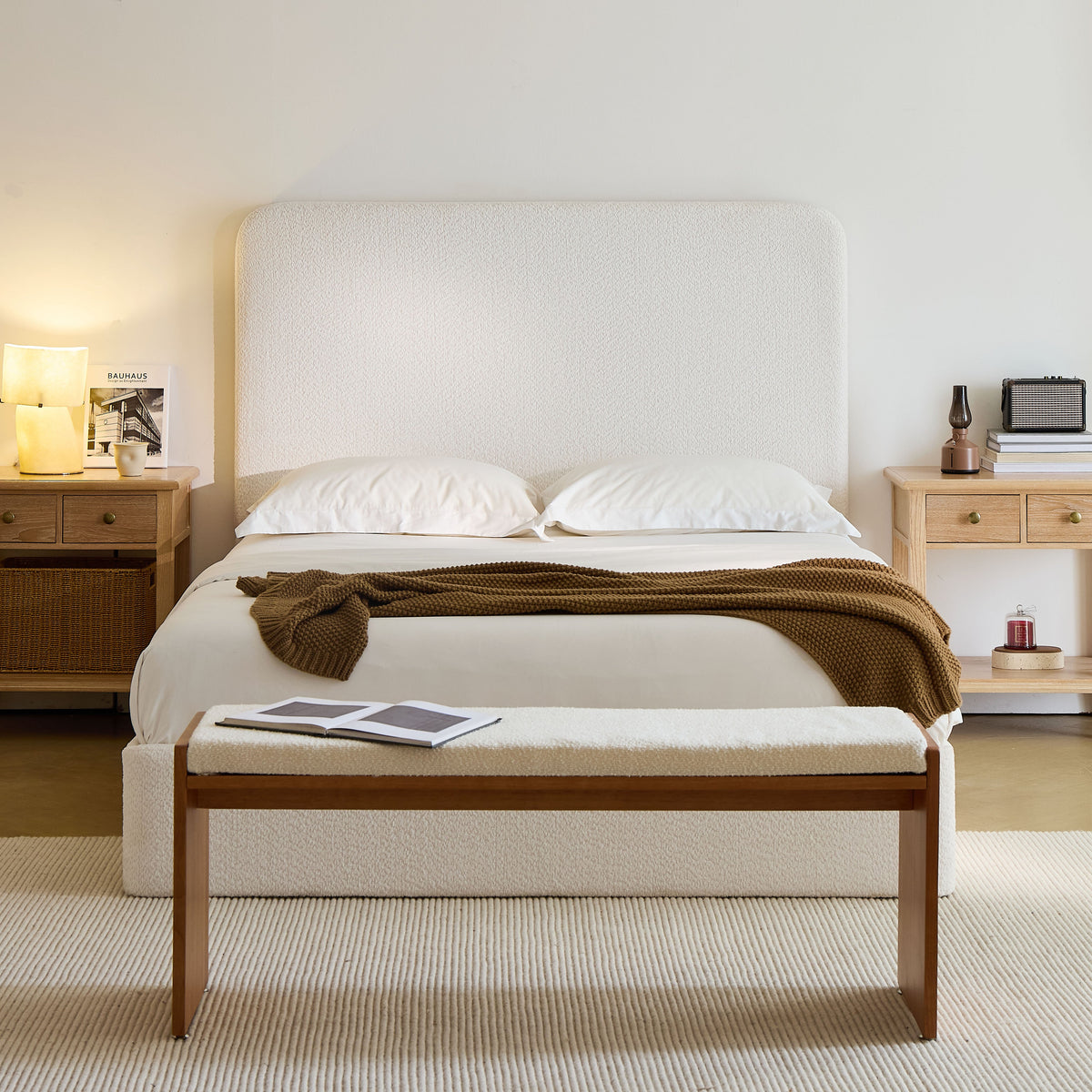 Canter Tall Headboard Upholstered Bed - Pearl