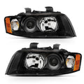 ANZO 2002-2005 Audi A4 Projector Headlight Black G2 (Halogen Type) 121528