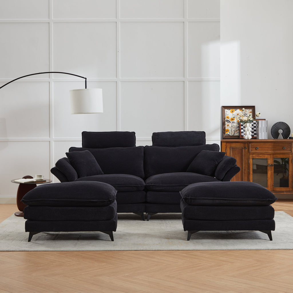 Deep Seat Sectional Sofa with Ottomans