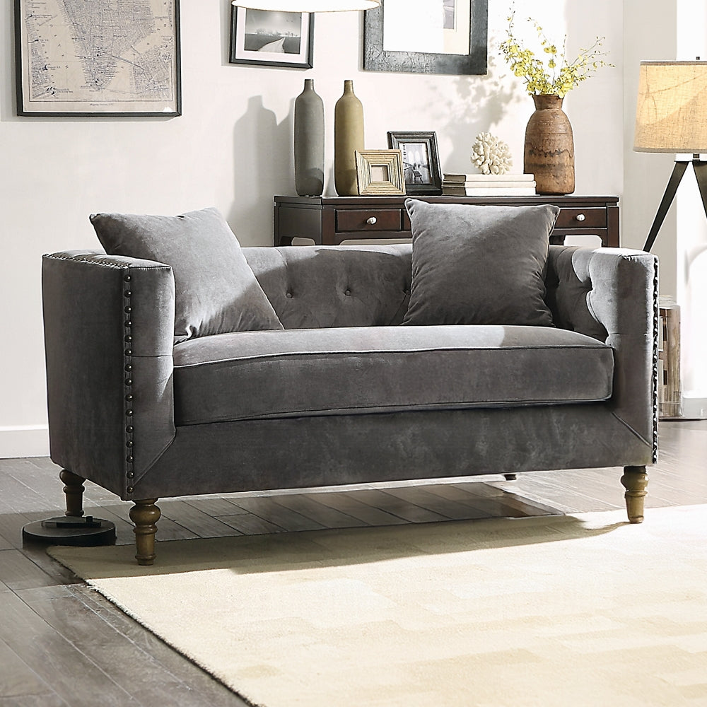 Sidonia Gray Velvet Loveseat