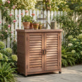 Potting Bench with Storage Cabinet and Metal Table Top