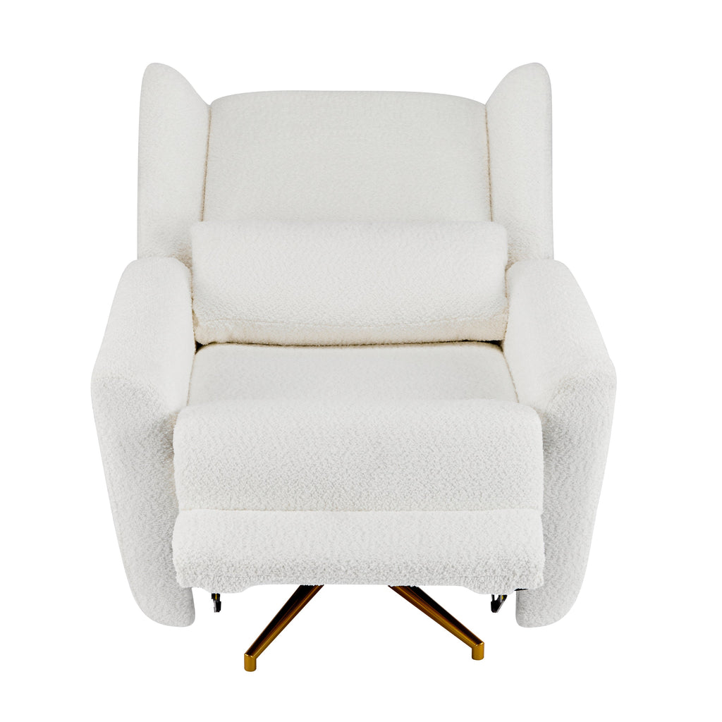 Power Recliner Chair Swivel, Boucle Upholstered