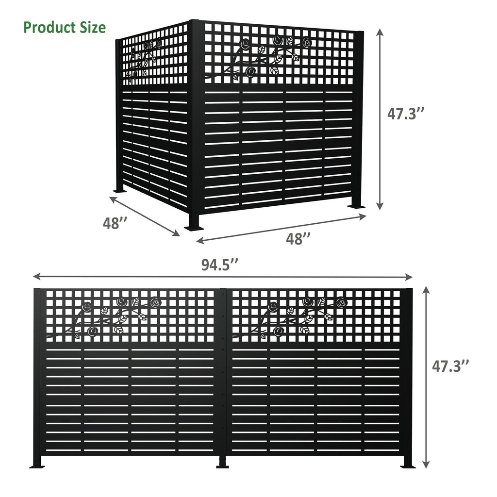 W48'' x H47.3'' x 2 Panels Metal Privacy Screen