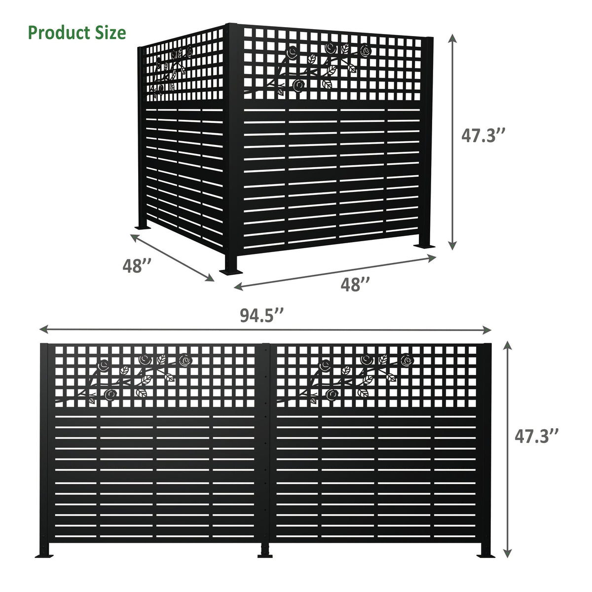 W48'' x H47.3'' x 2 Panels Metal Privacy Screen