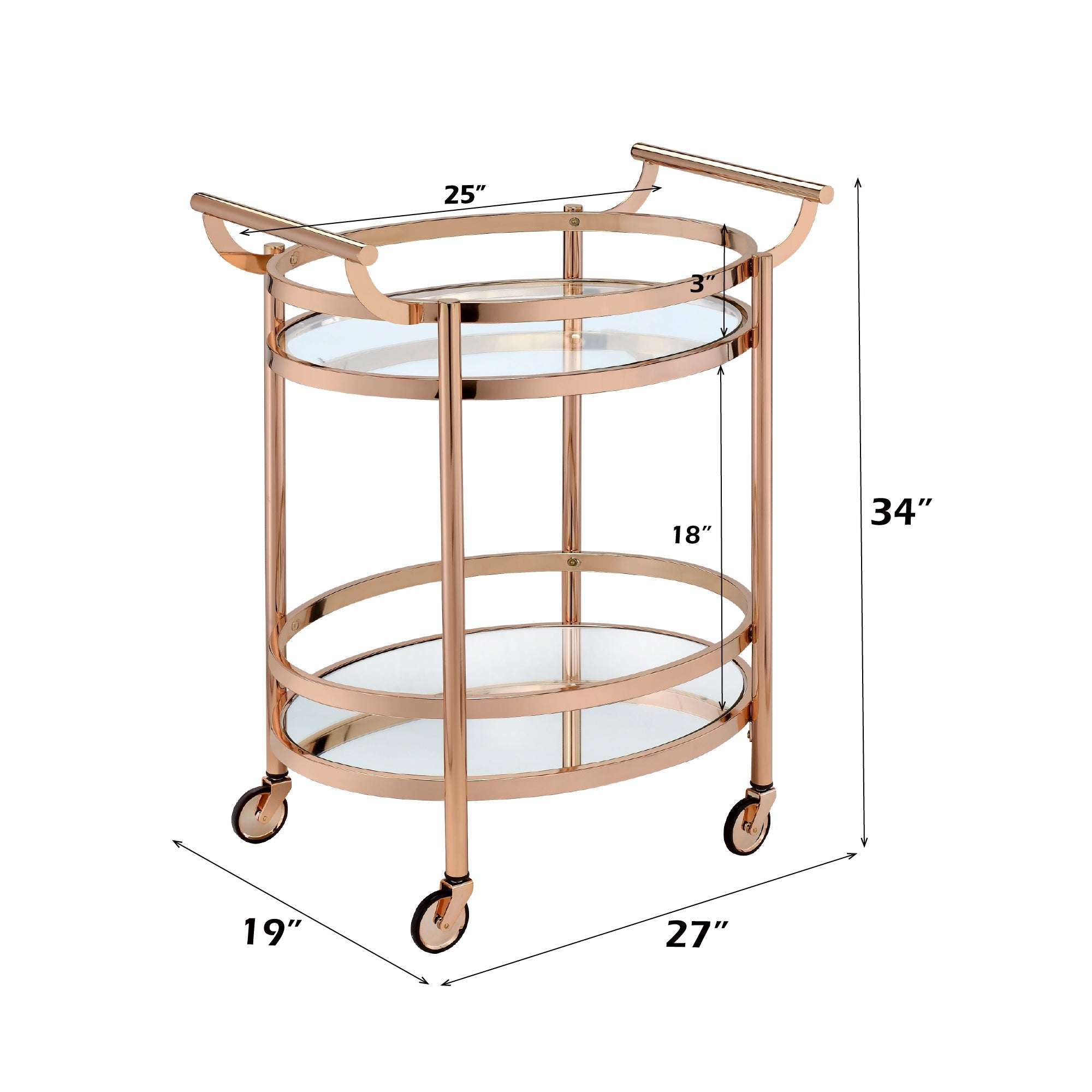 Lakelyn Clear Glass & Rose Serving Cart