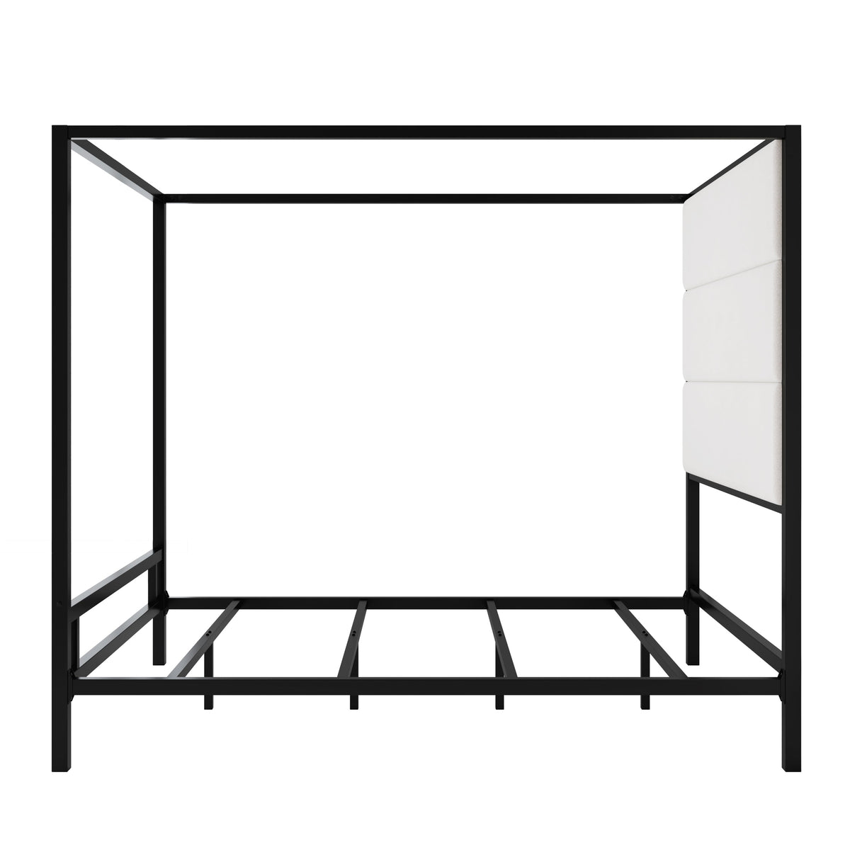 Modern Canopy Bed with Velvet Upholstered Headboard