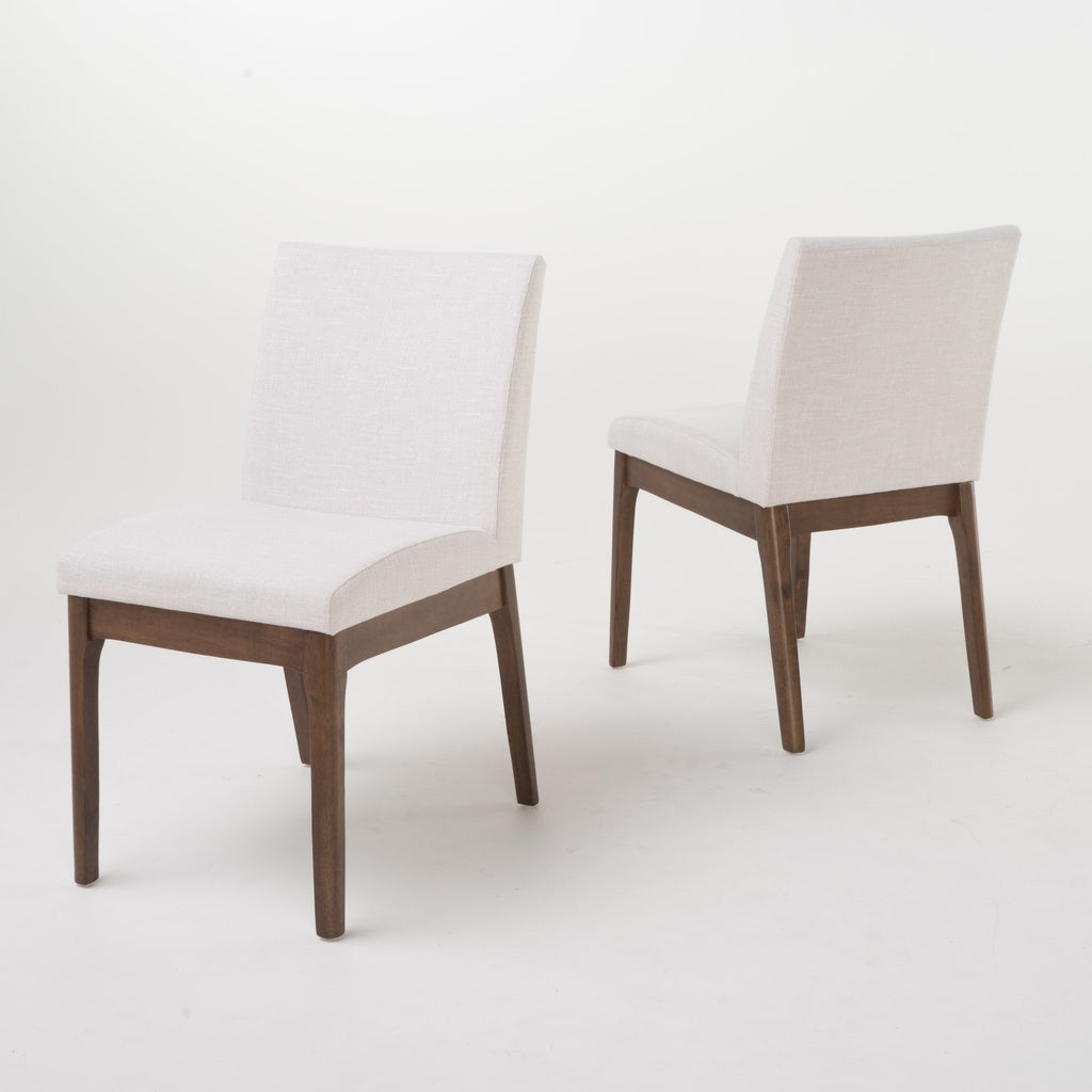Set of 2 Contemporary Dining Chairs - Upholstered Seat and Backrest