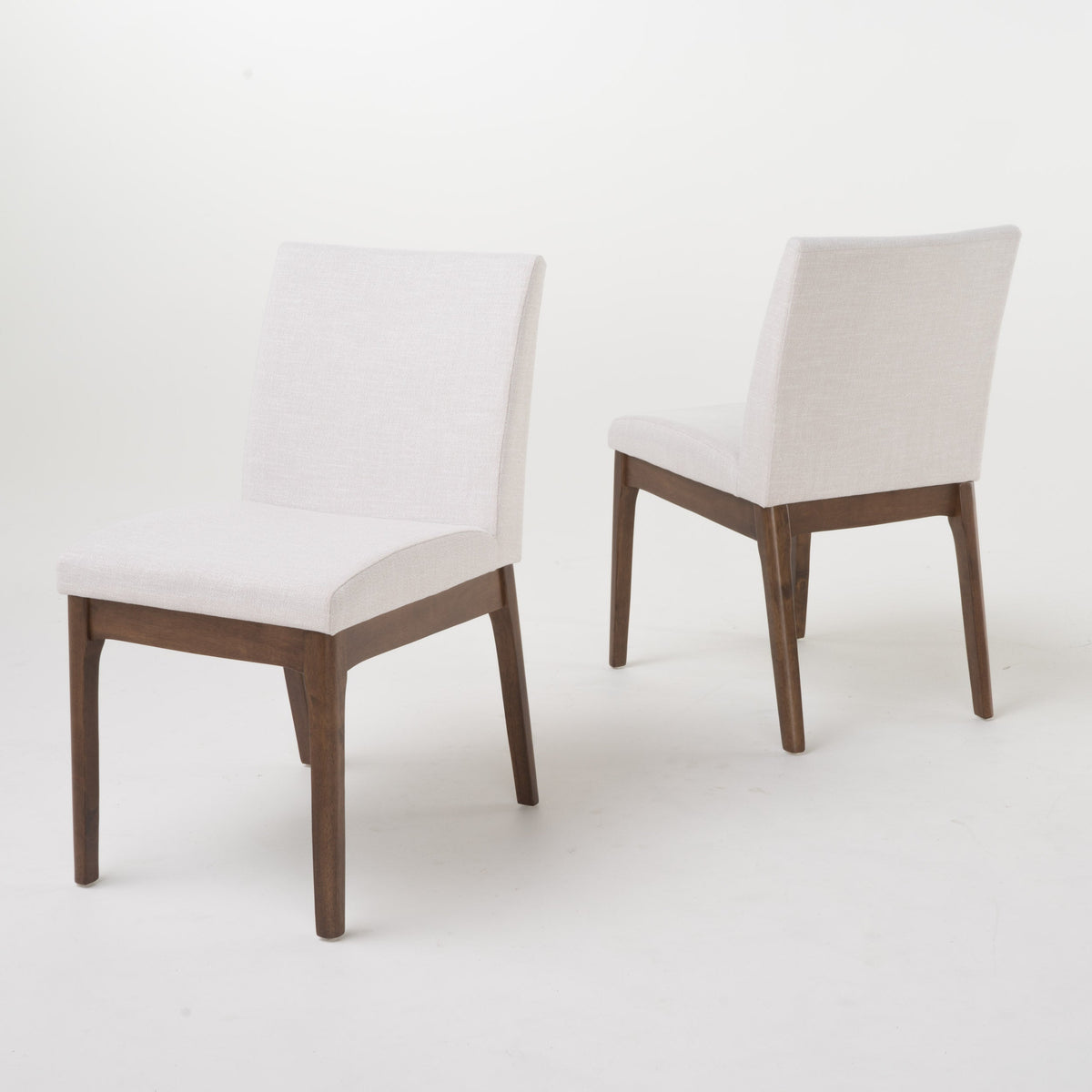 Set of 2 Contemporary Dining Chairs - Upholstered Seat and Backrest