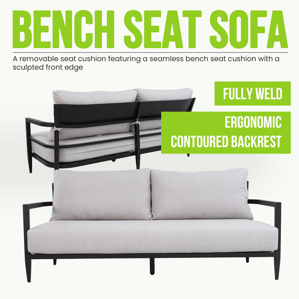 4PC Outdoor Conversation Set with Fully Weld 360° Swivel Club Chairs