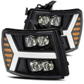 AlphaRex 07-13 Chevy 1500HD NOVA LED Proj Headlights Plank Style Matte Blk w/Activ Light/Seq Signal 880209 *Discontinued
