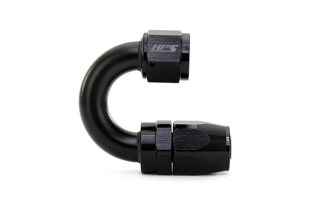 HPS Performance Products Compression Double Swivel Hose End to AN Female, Aluminum, Black