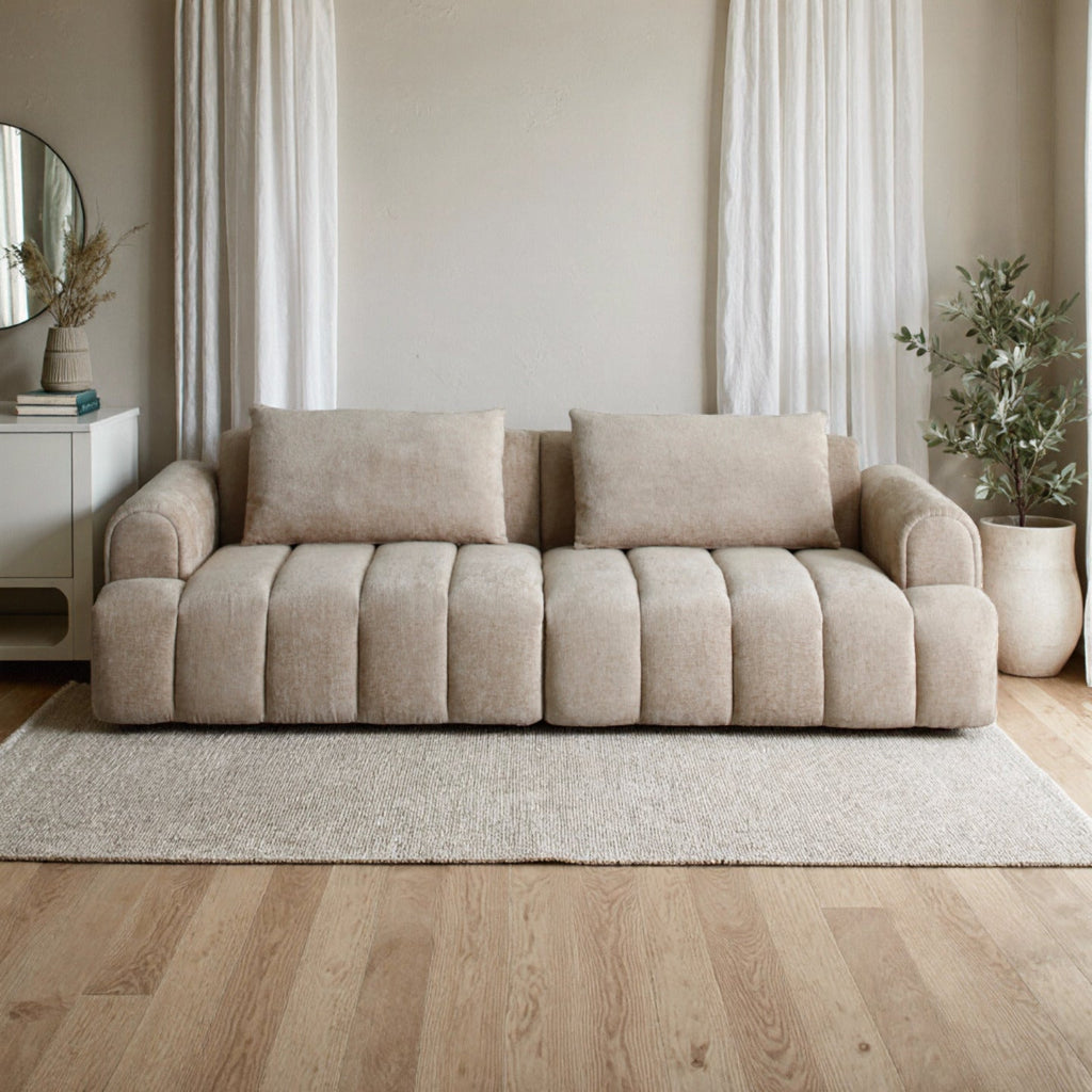 Modern Sectional Sofa - 4-Seater Chenille Velvet Upholstered Couch