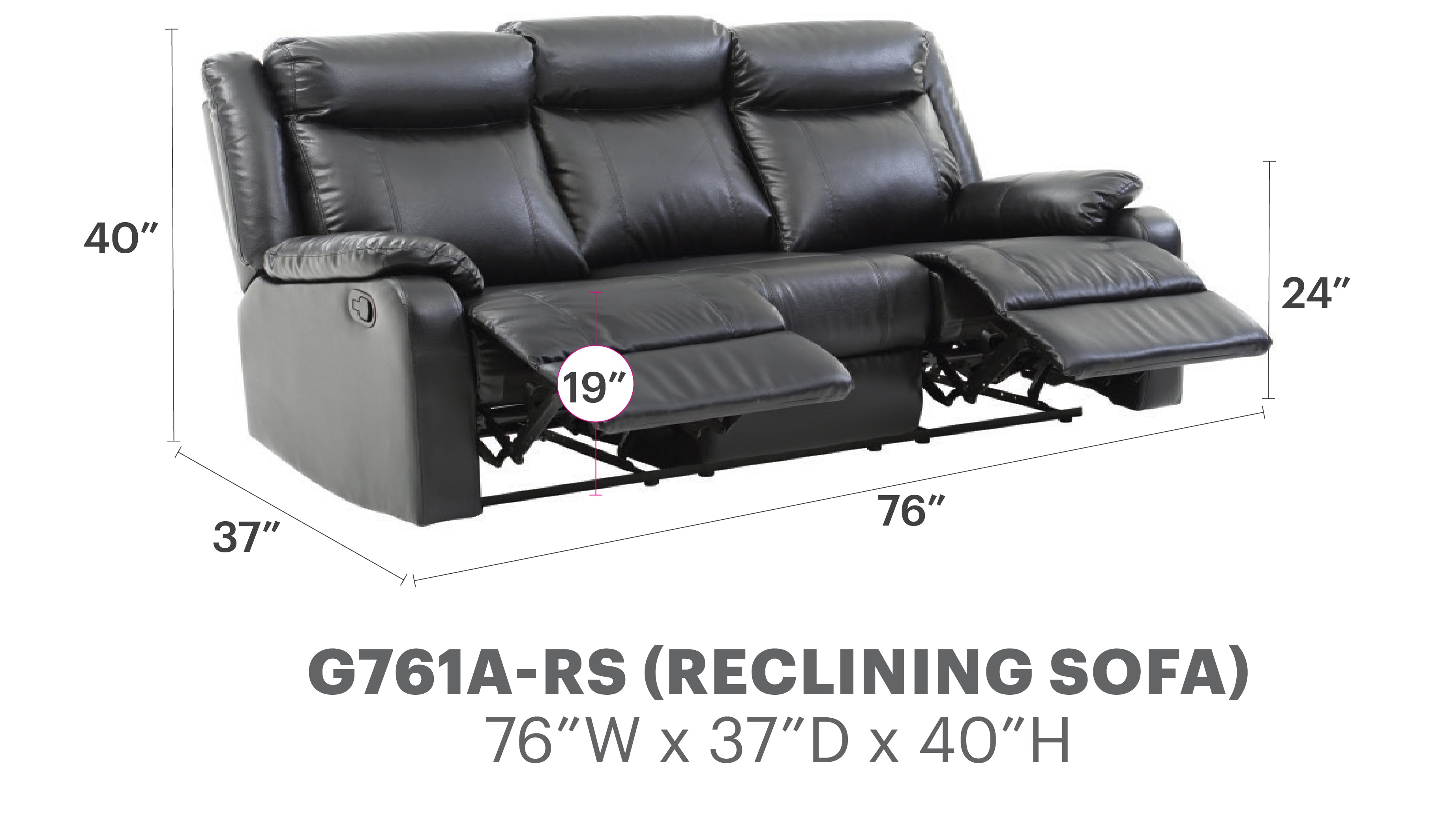 Glory Furniture Ward G761A-RS Double Reclining Sofa