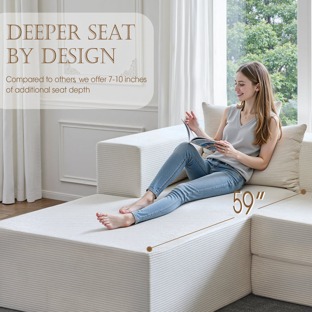 106.5" Convertible L-Shaped Sectional Sofa Bed