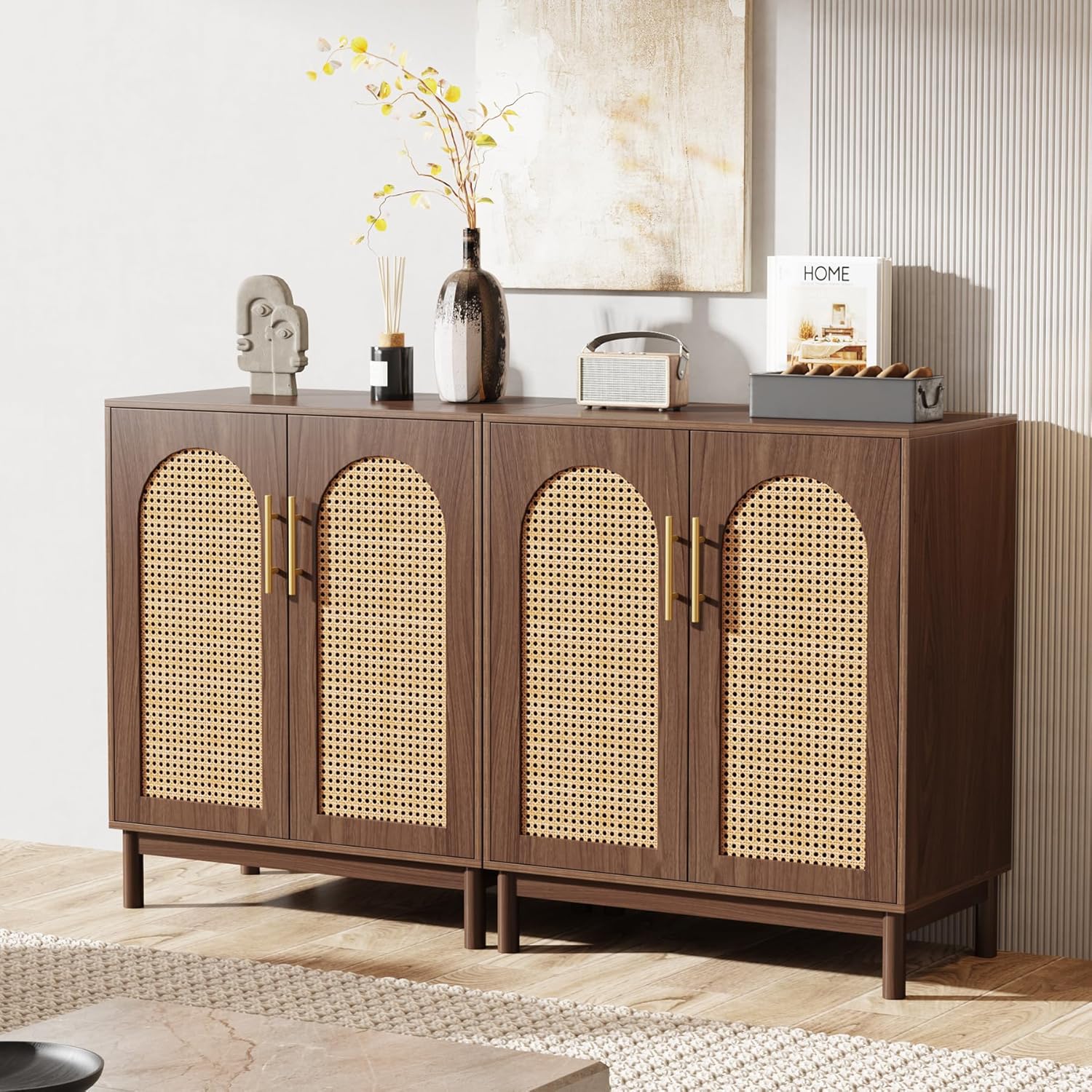 59" Rattan Sideboard Buffet Cabinet