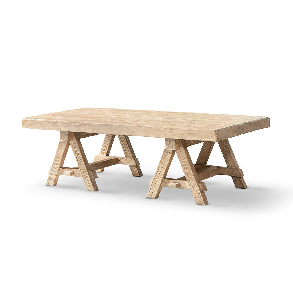 Hawthorne 48" Solid Reclaimed Elm Rectangular Trestle Coffee Table