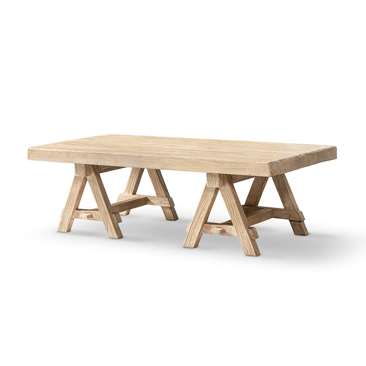 Hawthorne 48" Solid Reclaimed Elm Rectangular Trestle Coffee Table