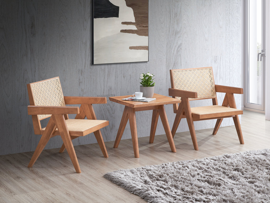 3-Piece Solid Wood Accent Chair Set and Matching End Table
