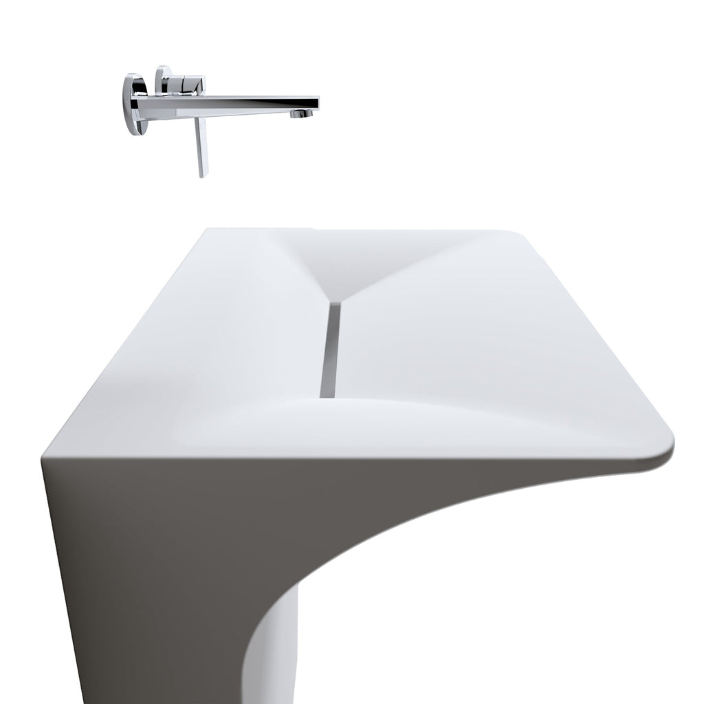 Modern Wall-Mounted Solid Surface Pedestal Sink