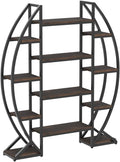 55" Triple Wide Oval Industrial Rustic Bookcase