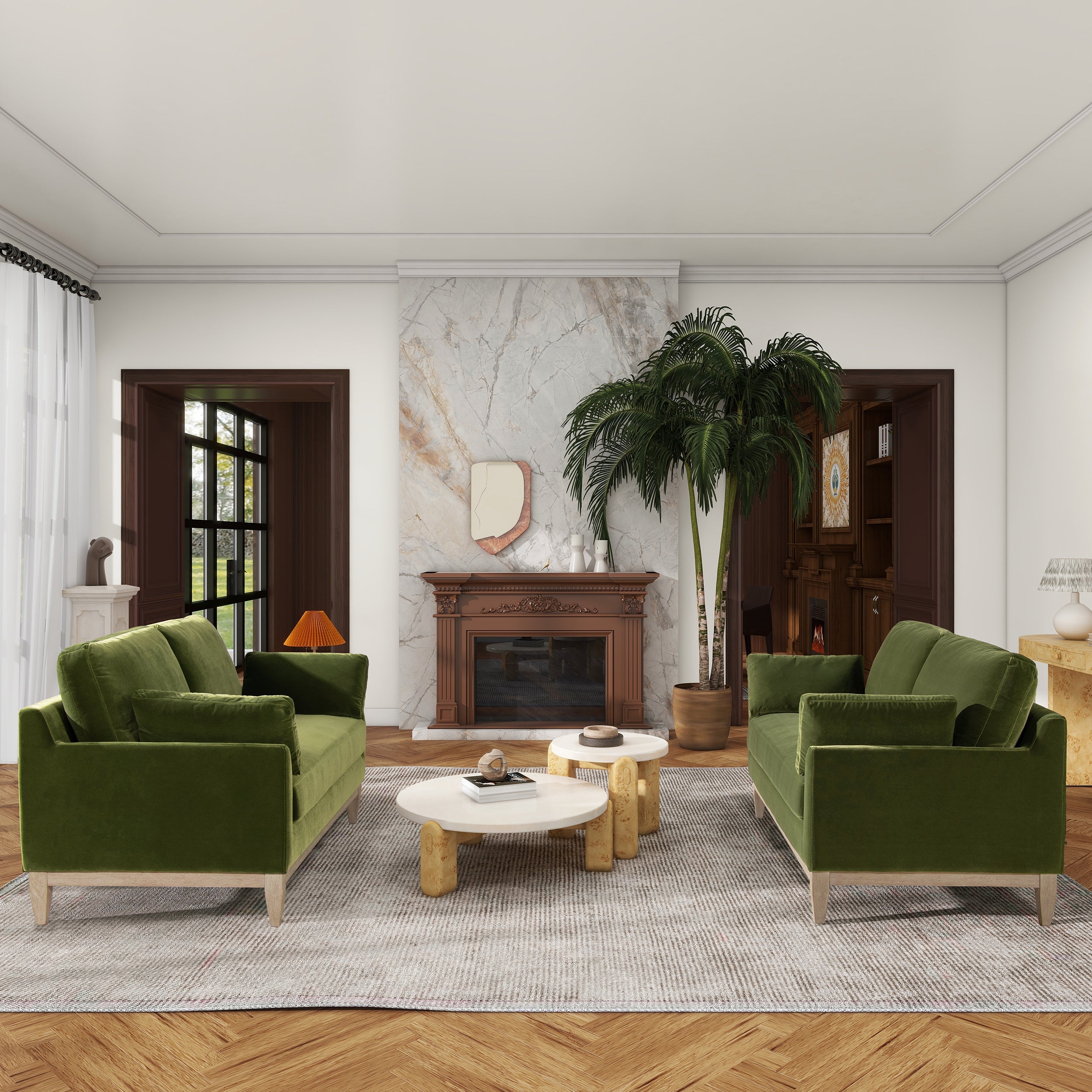 Pasadena 75.5" Modern Farmhouse Sofa, Olive