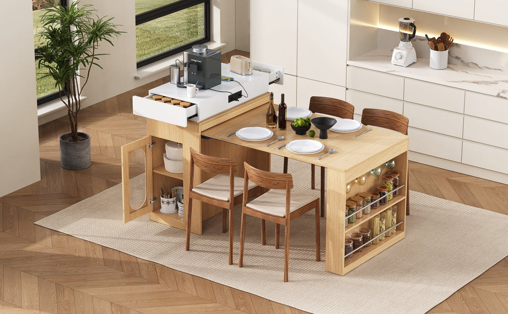 TREXM Extendable Dining Table with Folding Tabletop