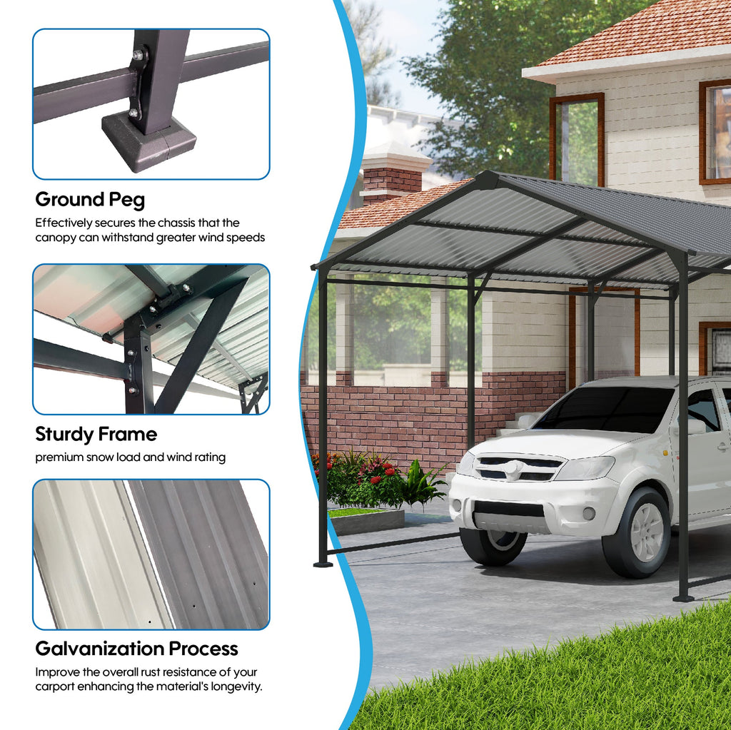 Heavy Duty Metal Carport 10 × 15 FT