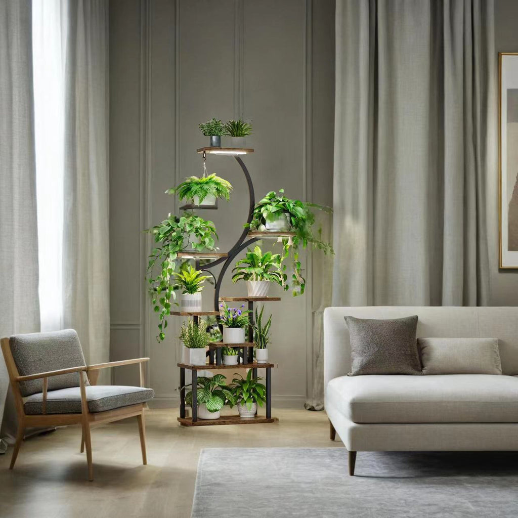 8 Tiered Indoor Plant Stand with Grow Lights
