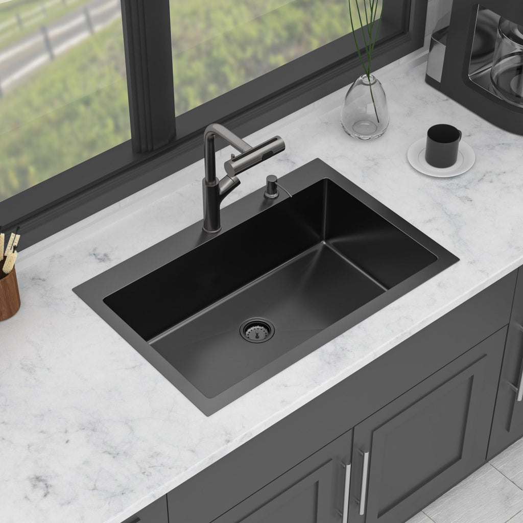 30" Drop-In Gunmetal Kitchen Sink
