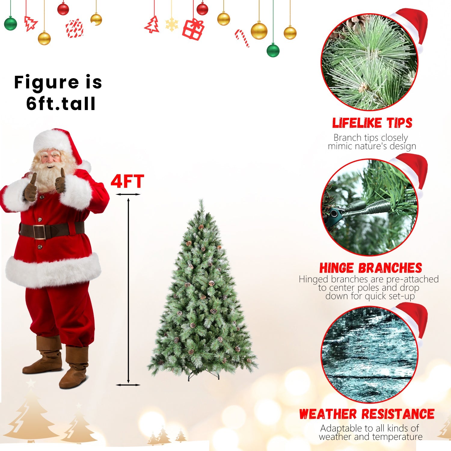 8FT Christmas Tree with 102 Pine Cones
